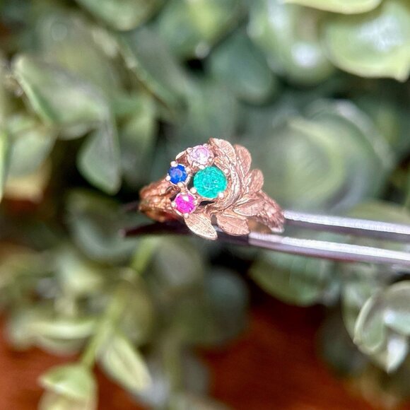10K Gold 4-Gemstones Ring - Picture 6 of 12